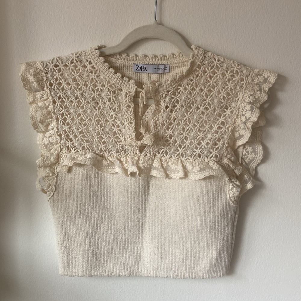 Zara combination knit crop top